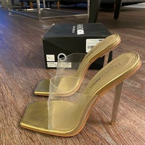 Gold Square Toed Heels